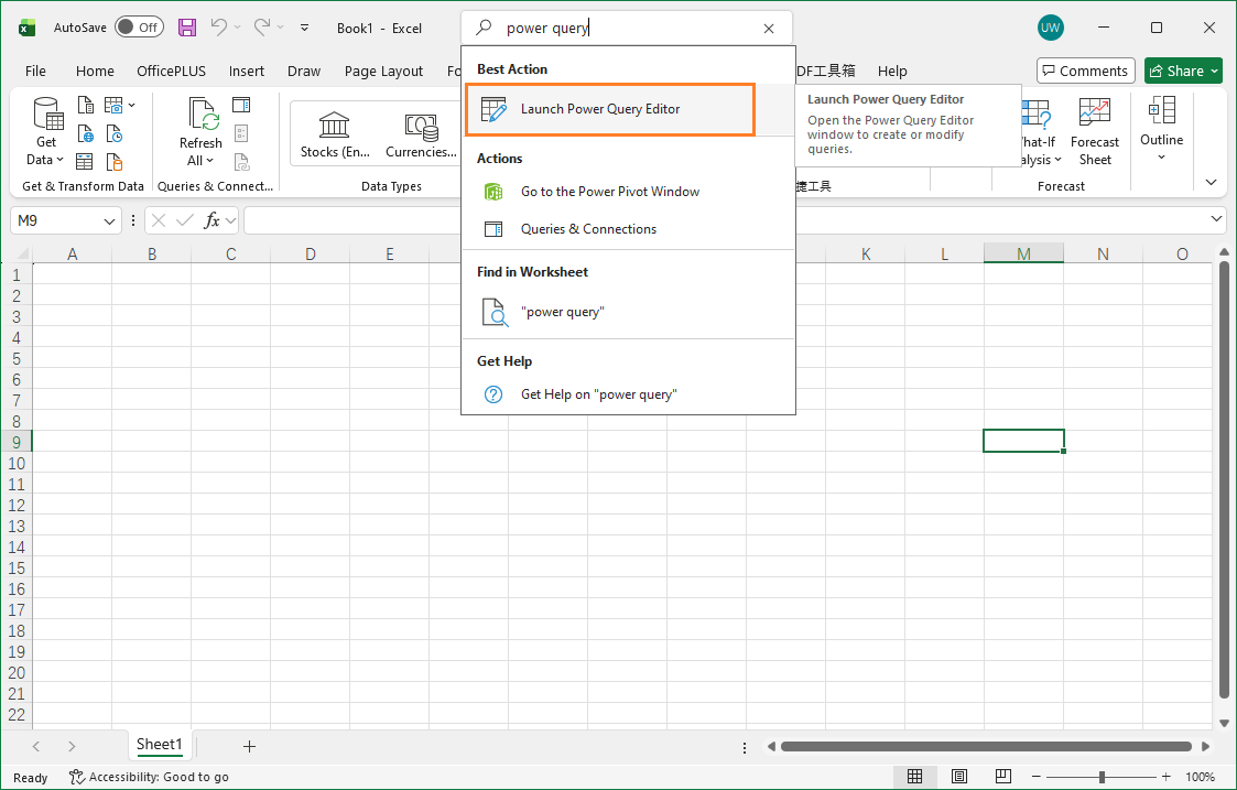 Launch Power Query Editor in Excel